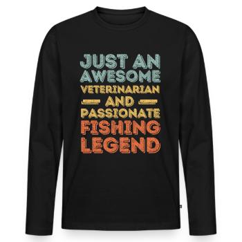 Vétérinaire Légende de pêche rétro - T-shirt manches longues Premium bio Homme - noir - Devant - Nico (187cm)