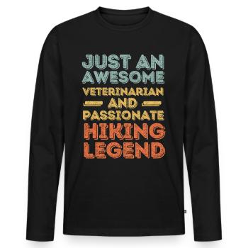 Vétérinaire Randonnée légende rétro - T-shirt manches longues Premium bio Homme - noir - Devant - Nico (187cm)