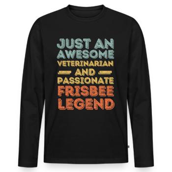 Veterinarian Frisbee legend retro - Men's Premium Organic Long Sleeve Shirt - black - Front - Nico (187cm)