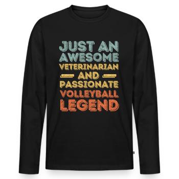 Vétérinaire Volleyball légende rétro - T-shirt manches longues Premium bio Homme - noir - Devant - Nico (187cm)