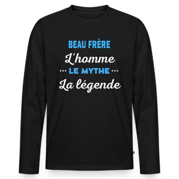 BEAU FRÈRE homme mythe légende - T-shirt manches longues Premium bio Homme - noir - Devant - Nico (187cm)