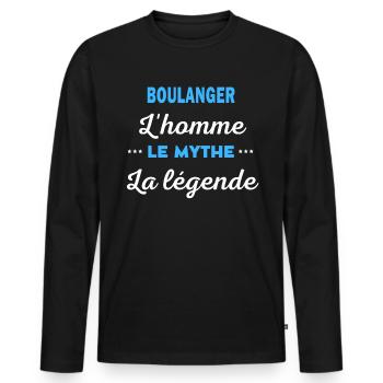 BOULANGER homme mythe légende - T-shirt manches longues Premium bio Homme - noir - Devant - Nico (187cm)