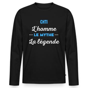 CHTI homme mythe légende - T-shirt manches longues Premium bio Homme - noir - Devant - Nico (187cm)
