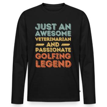 Vétérinaire Légende du golf rétro - T-shirt manches longues Premium bio Homme - noir - Devant - Nico (187cm)