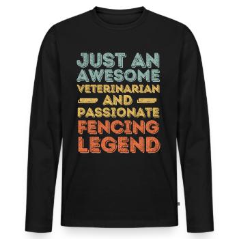 Vétérinaire Légende d’escrime rétro - T-shirt manches longues Premium bio Homme - noir - Devant - Nico (187cm)