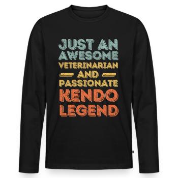 Veterinarian Kendo legend retro - Men's Premium Organic Long Sleeve Shirt - black - Front - Nico (187cm)