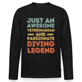 Vétérinaire Légende de plongée rétro - T-shirt manches longues Premium bio Homme - noir - Devant - Nico (187cm)