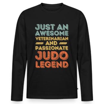 Veterinarian Judo legend retro - Men's Premium Organic Long Sleeve Shirt - black - Front - Nico (187cm)