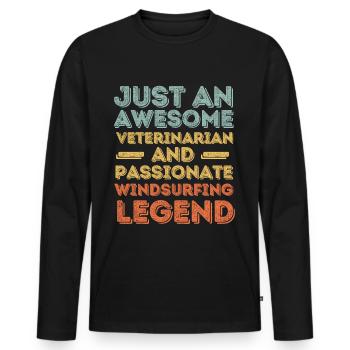 Légende rétro du windsurf vétérinaire - T-shirt manches longues Premium bio Homme - noir - Devant - Nico (187cm)