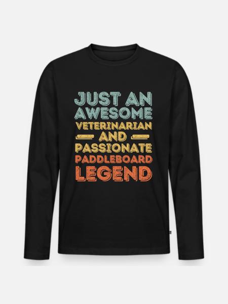 Veterinarian Paddleboard legend retro - Men's Premium Organic Long Sleeve Shirt - black