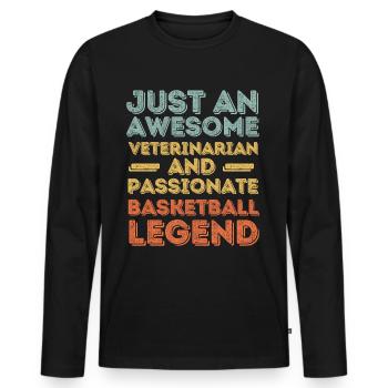 Légende du basket-ball vétérinaire rétro - T-shirt manches longues Premium bio Homme - noir - Devant - Nico (187cm)