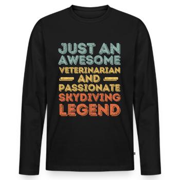 Vétérinaire Parachutisme légende rétro - T-shirt manches longues Premium bio Homme - noir - Devant - Nico (187cm)