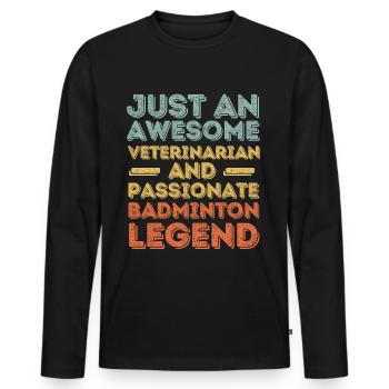 Vétérinaire Badminton légende rétro - T-shirt manches longues Premium bio Homme - noir - Devant - Nico (187cm)