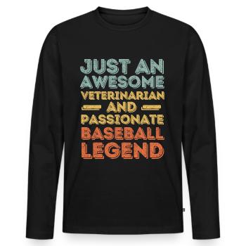 Vétérinaire Légende du baseball rétro - T-shirt manches longues Premium bio Homme - noir - Devant - Nico (187cm)
