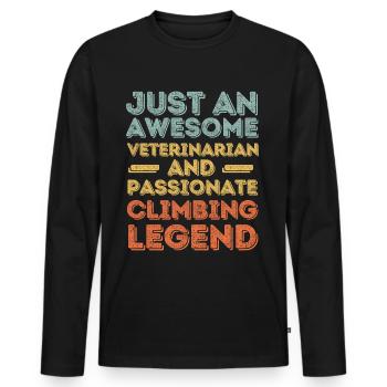 Vétérinaire Légende de l’escalade rétro - T-shirt manches longues Premium bio Homme - noir - Devant - Nico (187cm)