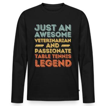 Vétérinaire Légende du tennis de table rétro - T-shirt manches longues Premium bio Homme - noir - Devant - Nico (187cm)