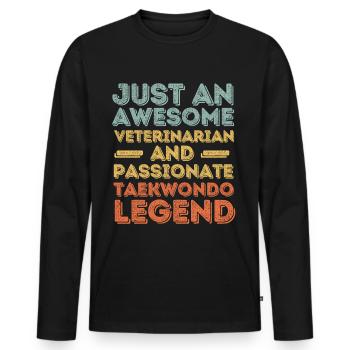 Vétérinaire Taekwondo légende rétro - T-shirt manches longues Premium bio Homme - noir - Devant - Nico (187cm)