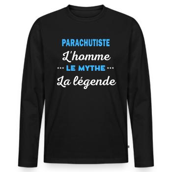 PARACHUTISTE homme mythe légende - T-shirt manches longues Premium bio Homme - noir - Devant - Nico (187cm)