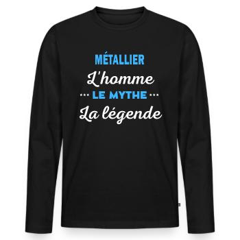 MÉTALLIER homme mythe légende - T-shirt manches longues Premium bio Homme - noir - Devant - Nico (187cm)