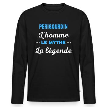 PERIGOURDIN homme mythe légende - T-shirt manches longues Premium bio Homme - noir - Devant - Nico (187cm)