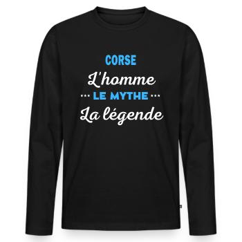 CORSE homme mythe légende - T-shirt manches longues Premium bio Homme - noir - Devant - Nico (187cm)