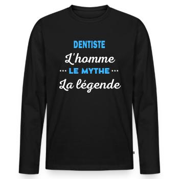 DENTISTE homme mythe légende - T-shirt manches longues Premium bio Homme - noir - Devant - Nico (187cm)