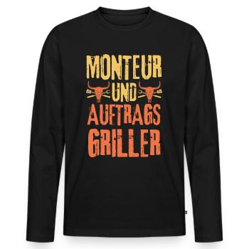 Monteur und Grillen - Männer Premium Bio Langarmshirt - Schwarz - Vorne - Nico (187cm)
