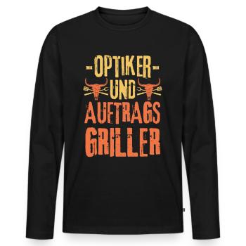 Optiker und Grillen - Männer Premium Bio Langarmshirt - Schwarz - Vorne - Nico (187cm)