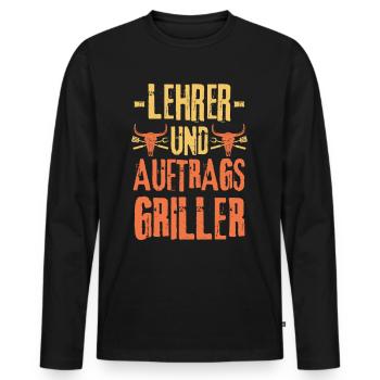 Lehrer und Grillen - Männer Premium Bio Langarmshirt - Schwarz - Vorne - Nico (187cm)