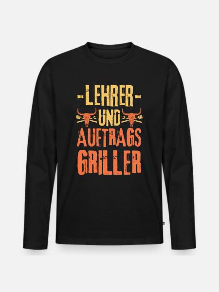 Lehrer und Grillen - Männer Premium Bio Langarmshirt - Schwarz
