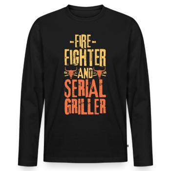 Feuerwehrmann und Seriengriller - Männer Premium Bio Langarmshirt - Schwarz - Vorne - Nico (187cm)