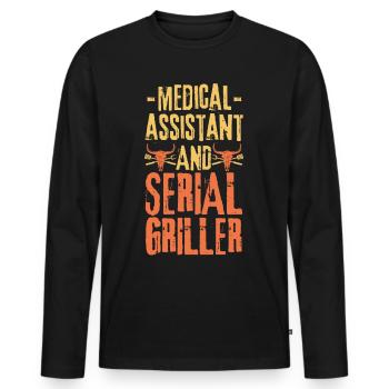 Arzthelferin und Seriengriller - Männer Premium Bio Langarmshirt - Schwarz - Vorne - Nico (187cm)