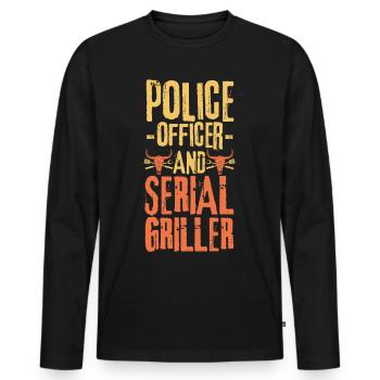 Polizist und Seriengriller - Männer Premium Bio Langarmshirt - Schwarz - Vorne - Nico (187cm)