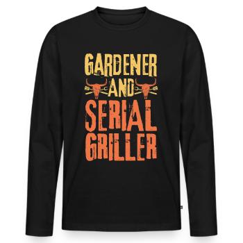 Gärtner und Seriengriller - Männer Premium Bio Langarmshirt - Schwarz - Vorne - Nico (187cm)