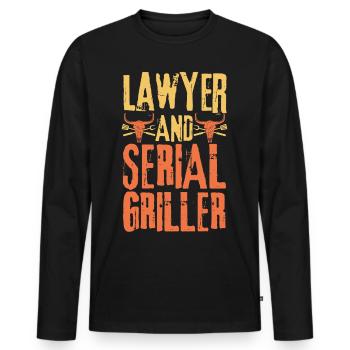 Rechtsanwalt und Seriengriller - Männer Premium Bio Langarmshirt - Schwarz - Vorne - Nico (187cm)