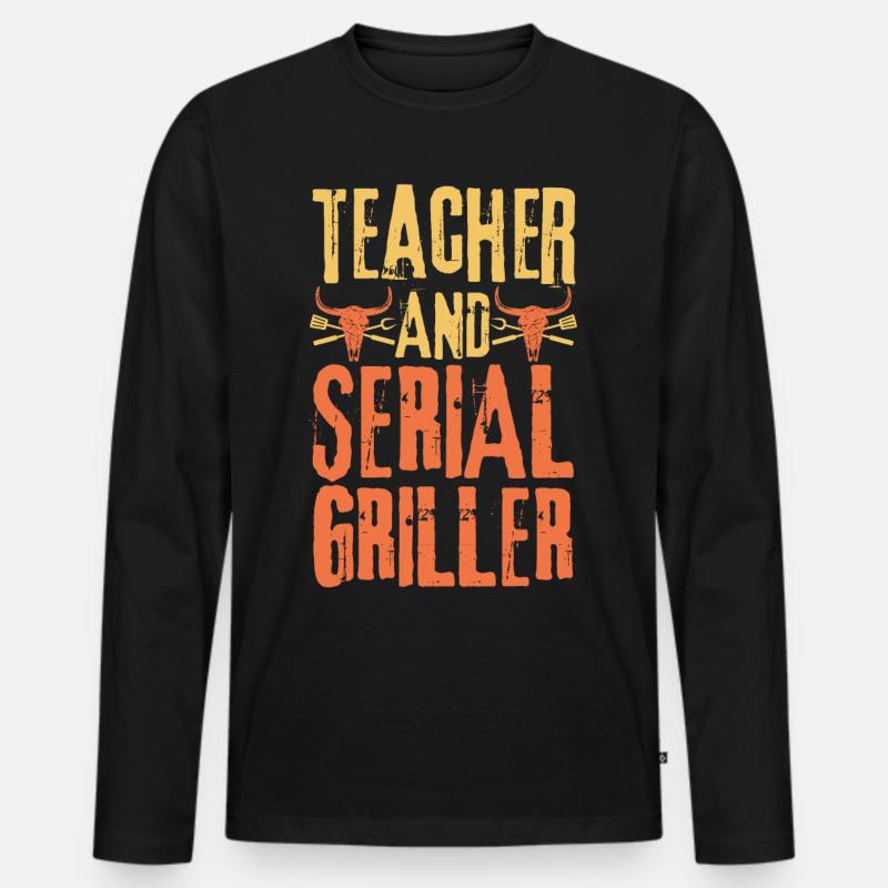 Lehrer und Seriengriller - Männer Premium Bio Langarmshirt - Schwarz