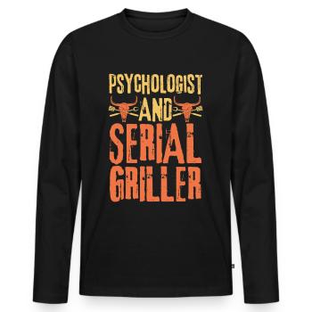Psychologe und Seriengriller - Männer Premium Bio Langarmshirt - Schwarz - Vorne - Nico (187cm)