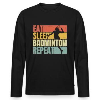 Manger dormir Badminton répéter - T-shirt manches longues Premium bio Homme - noir - Devant - Nico (187cm)