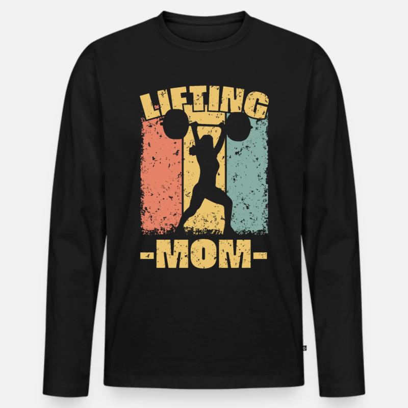 Gewichtheben Mama - Männer Premium Bio Langarmshirt - Schwarz