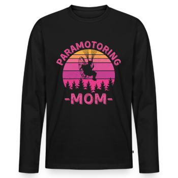 Maman paramoteur - T-shirt manches longues Premium bio Homme - noir - Devant - Nico (187cm)