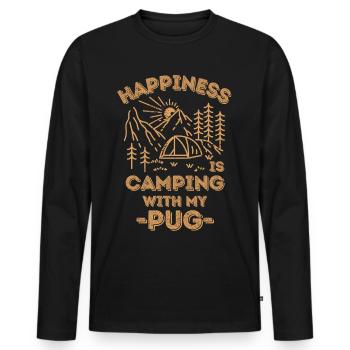Camping mit Mops - Männer Premium Bio Langarmshirt - Schwarz - Vorne - Nico (187cm)