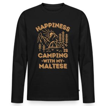 Camping mit Maltesern - Männer Premium Bio Langarmshirt - Schwarz - Vorne - Nico (187cm)