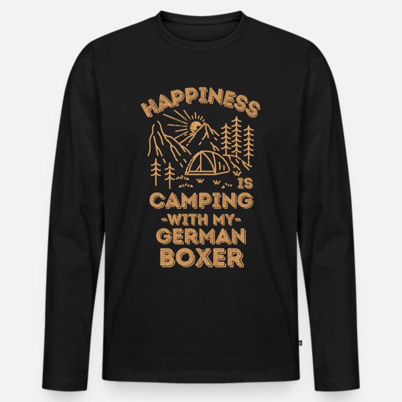 Camping mit Deutsch-Boxer - Männer Premium Bio Langarmshirt - Schwarz