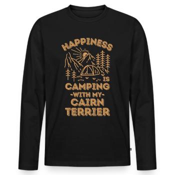 Camping avec cairn-terrier - T-shirt manches longues Premium bio Homme - noir - Devant - Nico (187cm)