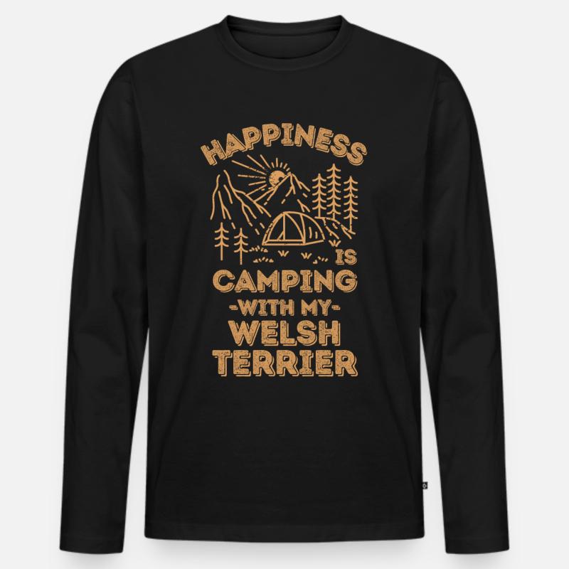 Camping mit Welsh-Terrier - Männer Premium Bio Langarmshirt - Schwarz