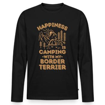 Camping avec border-terrier - T-shirt manches longues Premium bio Homme - noir - Devant - Nico (187cm)