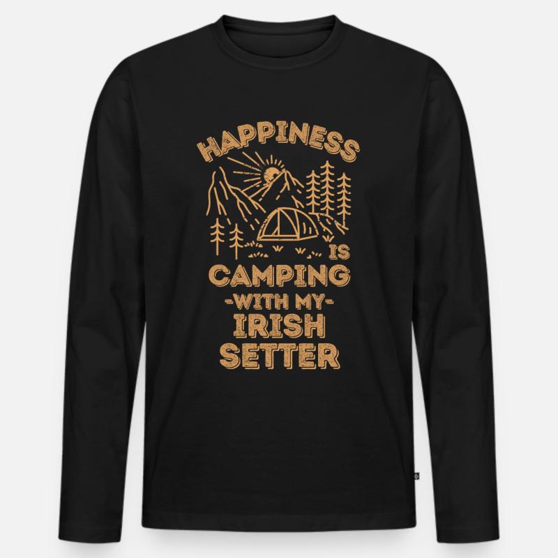 Camping mit irish-setter - Männer Premium Bio Langarmshirt - Schwarz