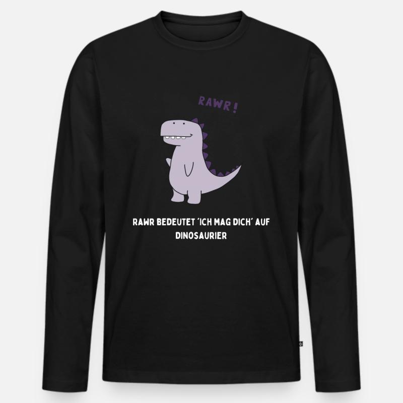 Dino - Männer Premium Bio Langarmshirt - Schwarz