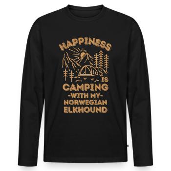 Camping avec norwegian-elkhound - T-shirt manches longues Premium bio Homme - noir - Devant - Nico (187cm)
