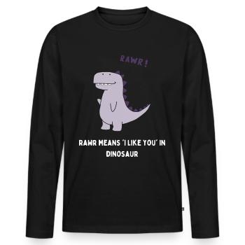 Funny-Dino - Männer Premium Bio Langarmshirt - Schwarz - Vorne - Nico (187cm)